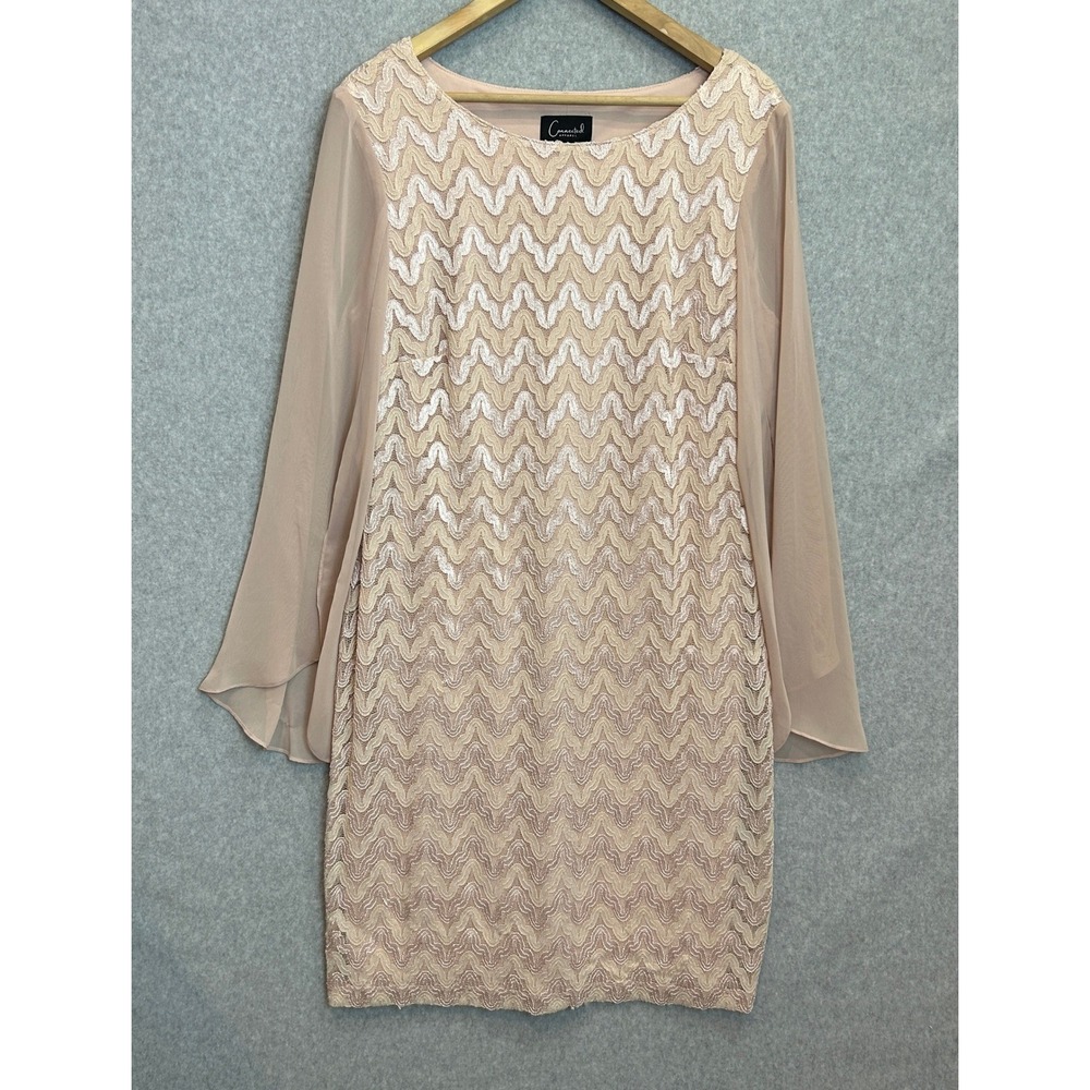 Connected Apparel Size 14 Lace Sheath Dress Blush Metallic Chevron Mature Modest